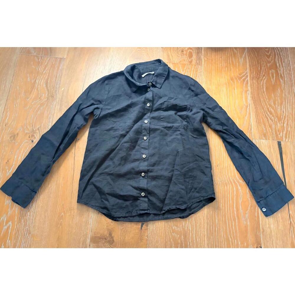 Reformation Black 100%Linen Button-Up Shirt Classic Clean Girl Style XS